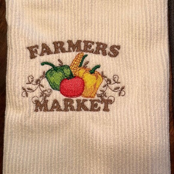Set of 2 (18” by 16”) Custom Gray and White Farmer’s Market2 Embroidered Barmops - Picture 3 of 6